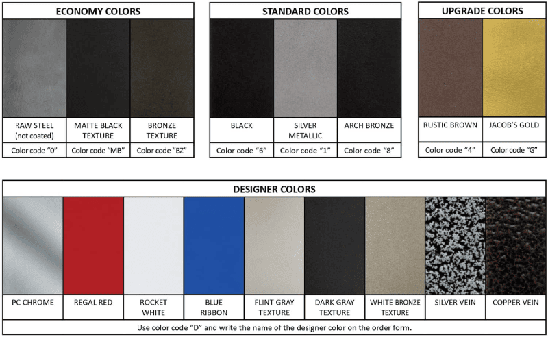 Powder Coat Colors Chart Powder Coat Colors Chart